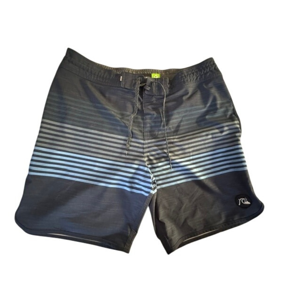 Quiksilver Mens Blue Charcoal Striped Recycled Boardshorts Swim Trunks Size 36